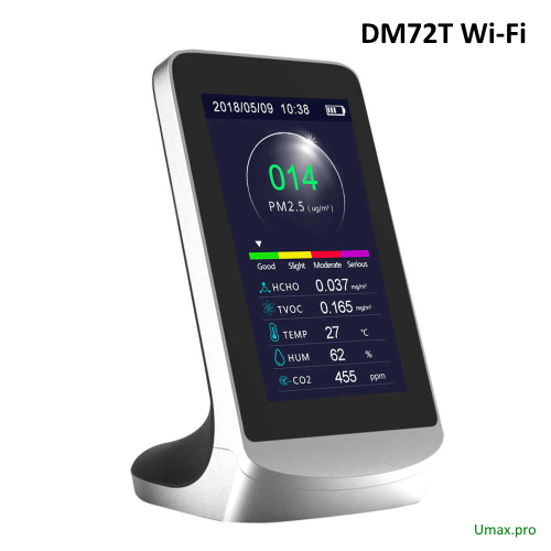 Газоанализатор качества воздуха DM72T, углекислый газ, формальдегид, TVOC, микрочастицы, влажность, температура Газоанализатор качества воздуха DM72T, углекислый газ, формальдегид, TVOC, микрочастицы, влажность, температура